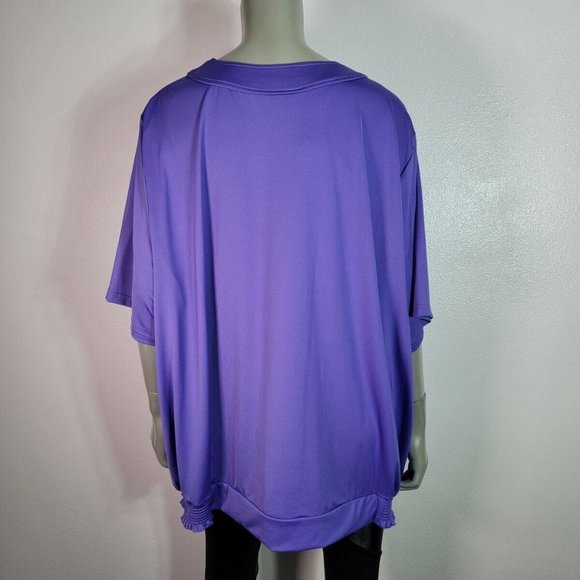 Maggie Barnes Top Plus Size 3X 26/28W Scoop Neck Short Sleeve Stretch Purple NWT - Picture 4 of 7